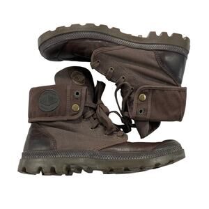 Men's Palladium Baggy Boots Brown Canvas size 9.5 Streetwear